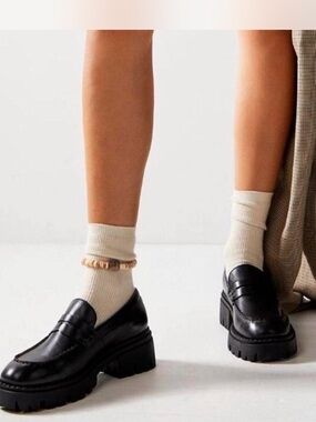 Free People Black Leather Loafers
